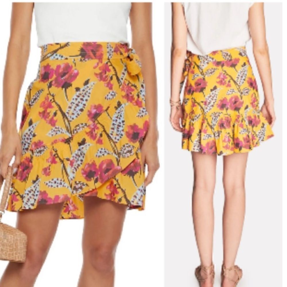 A.L.C. Yellow Floral Wrap Skirt Sz 2